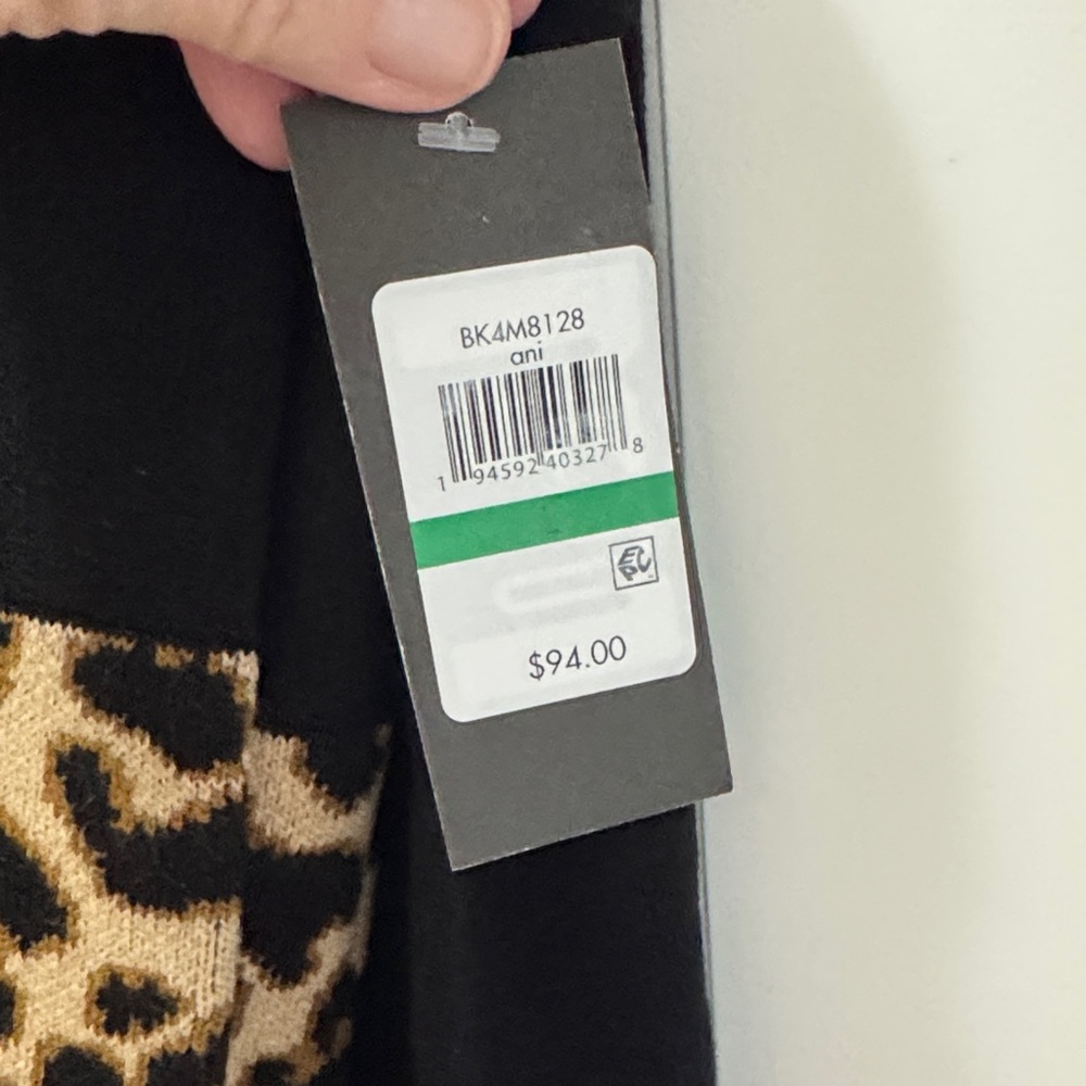 Jessica Howard Black Long Sleeve Dress with Leopard Collar and Cuff - Picture 5 of 5
